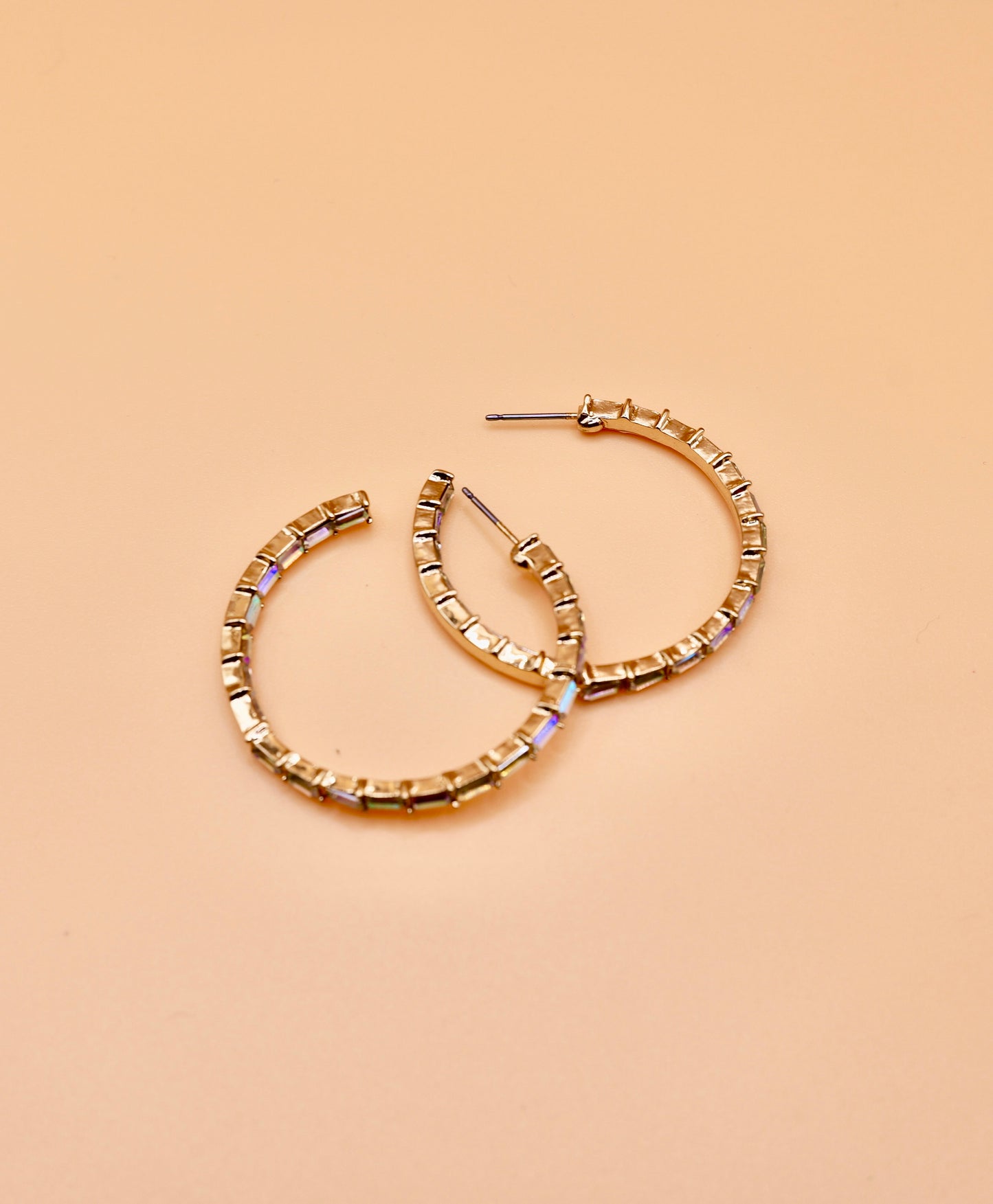 "Ella" Iridescent stone hoop - Gold