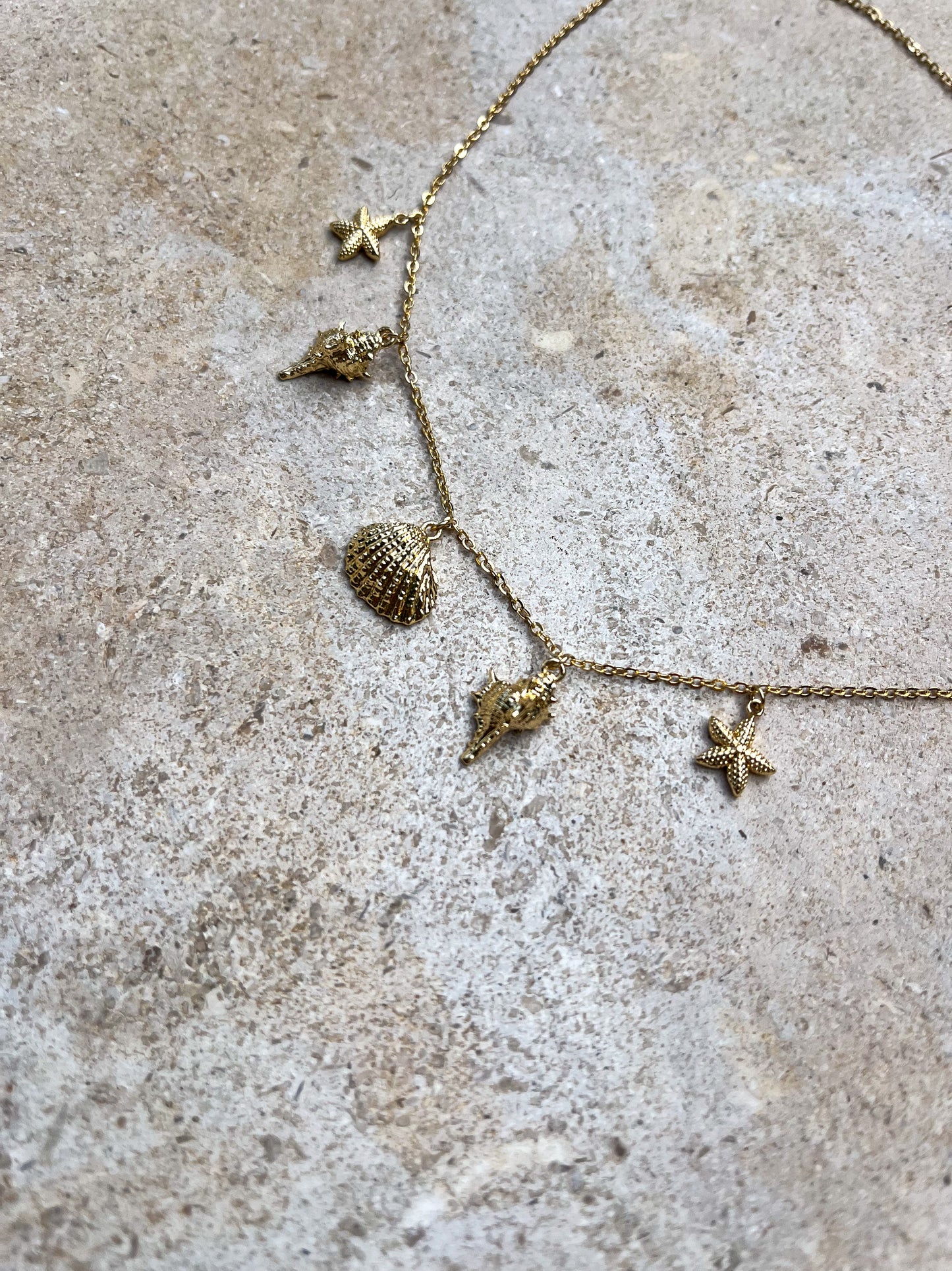 Shell gold charm necklace