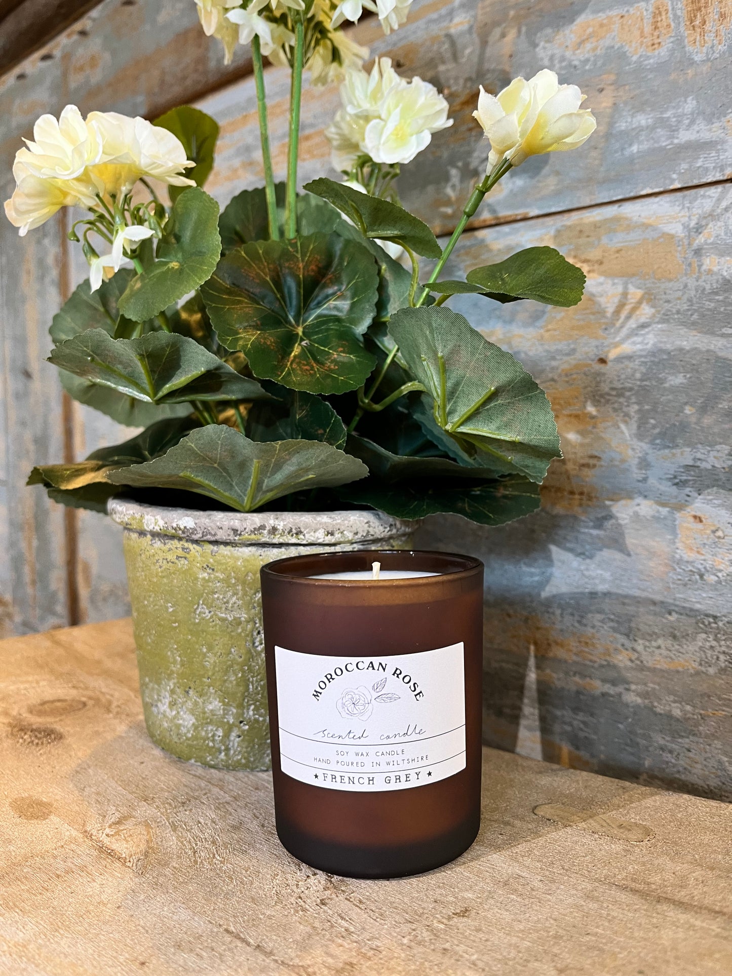 Moroccan Rose Brown Glass Candle