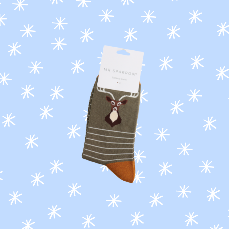 Stag Bamboo Socks - Olive