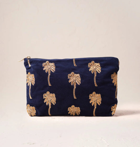 Elizabeth Scarlett Gold Palm Everyday Pouch - Midnight blue