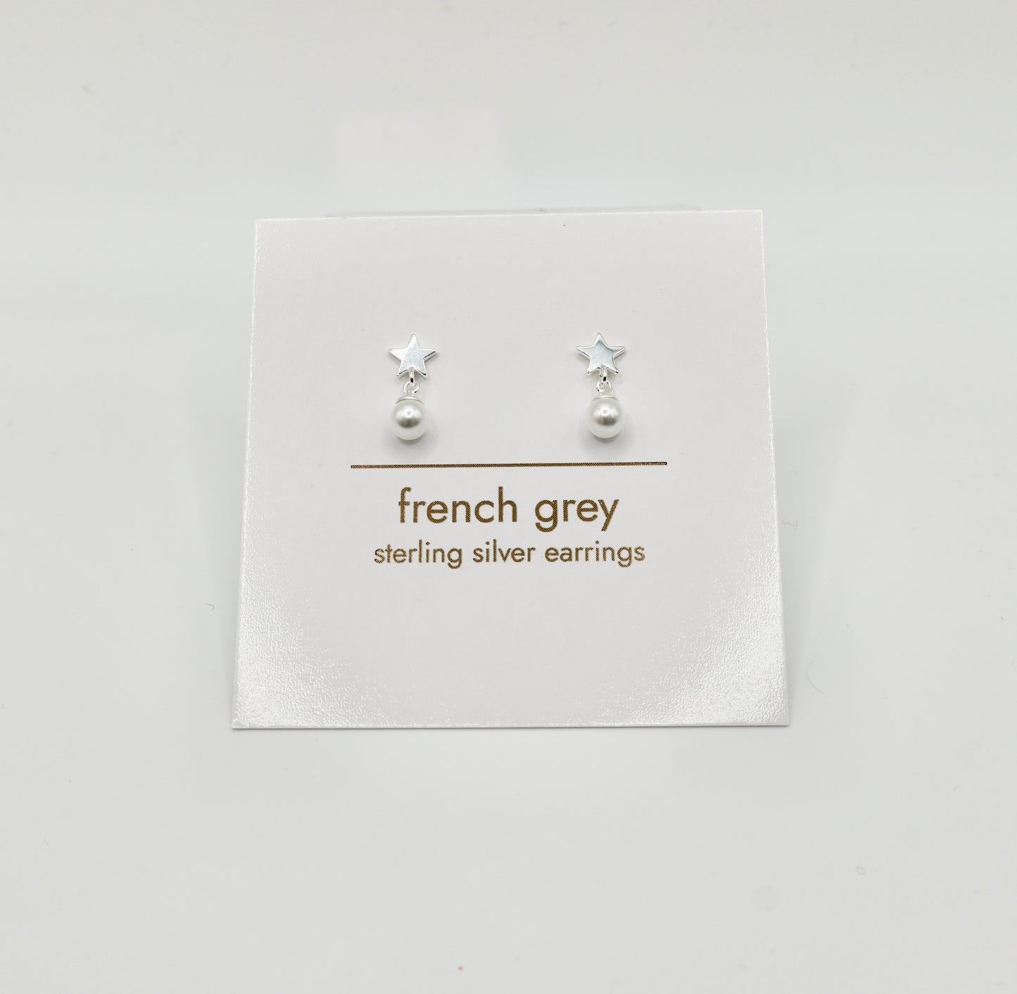 Sterling silver star and pearl earrings - Silver