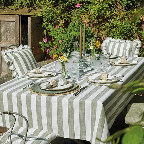 Striped Ruffle Square Cushion - Green