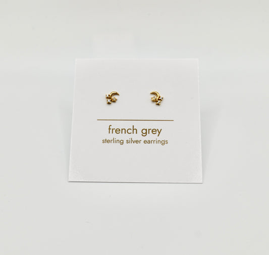 Sterling silver moon earrings - Gold