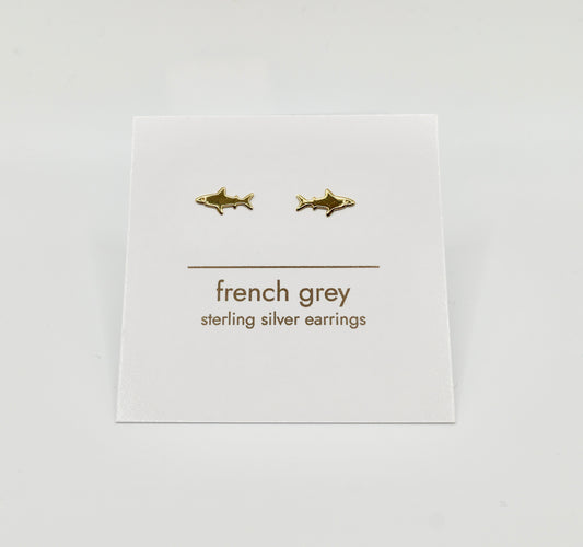 Sterling silver shark earrings - Gold