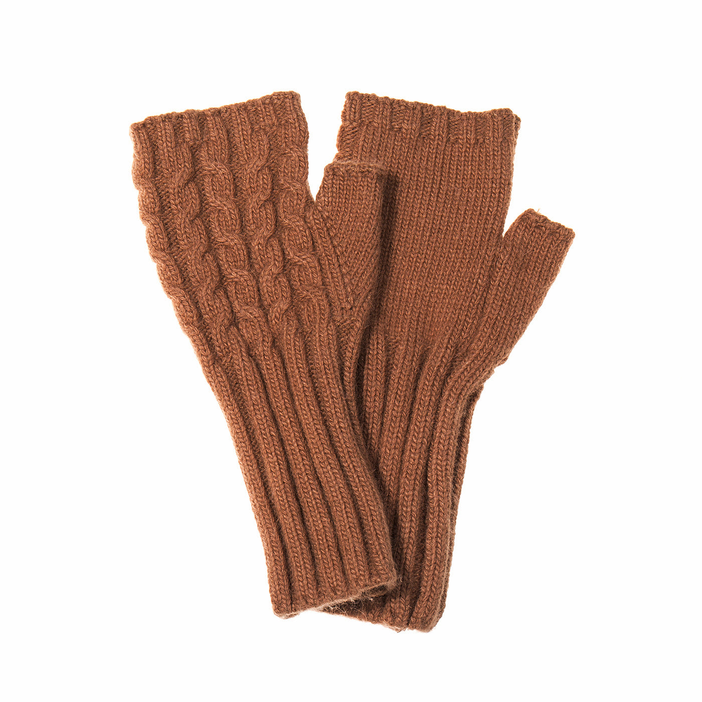 Knitted Fingerless Gloves - Mocha Mousse