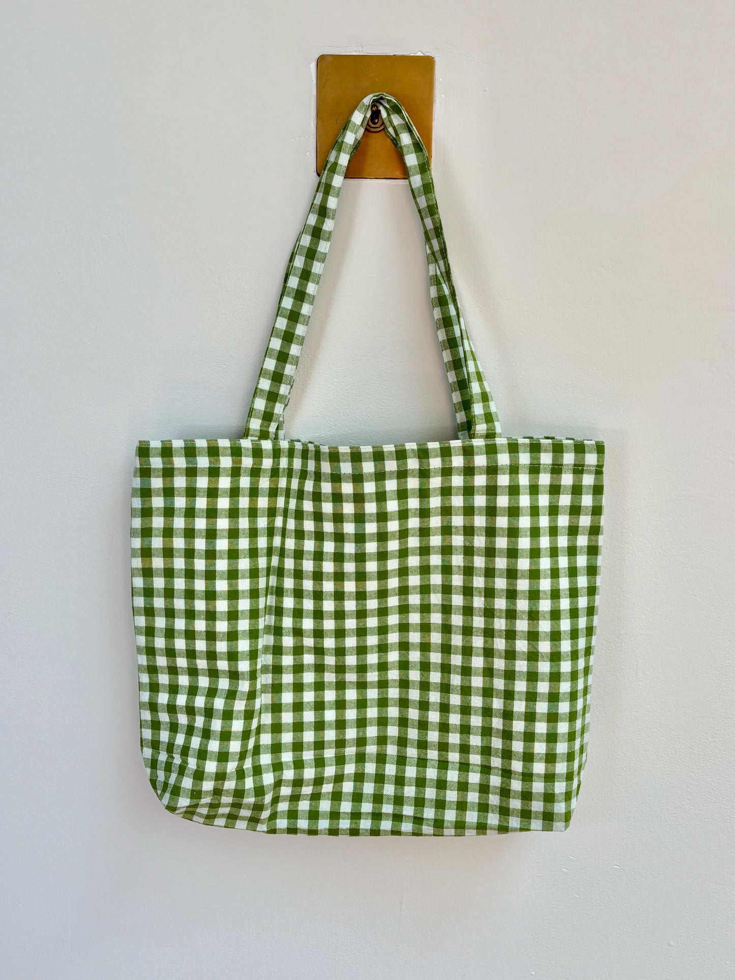Gingham tote bag - Green