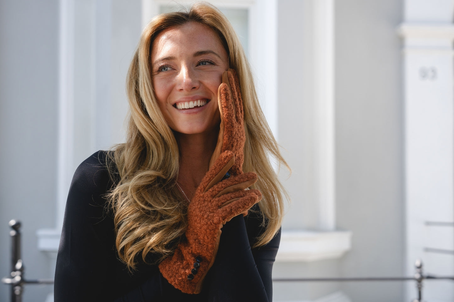 Faux Suede Shirling Gloves - Burnt Spice