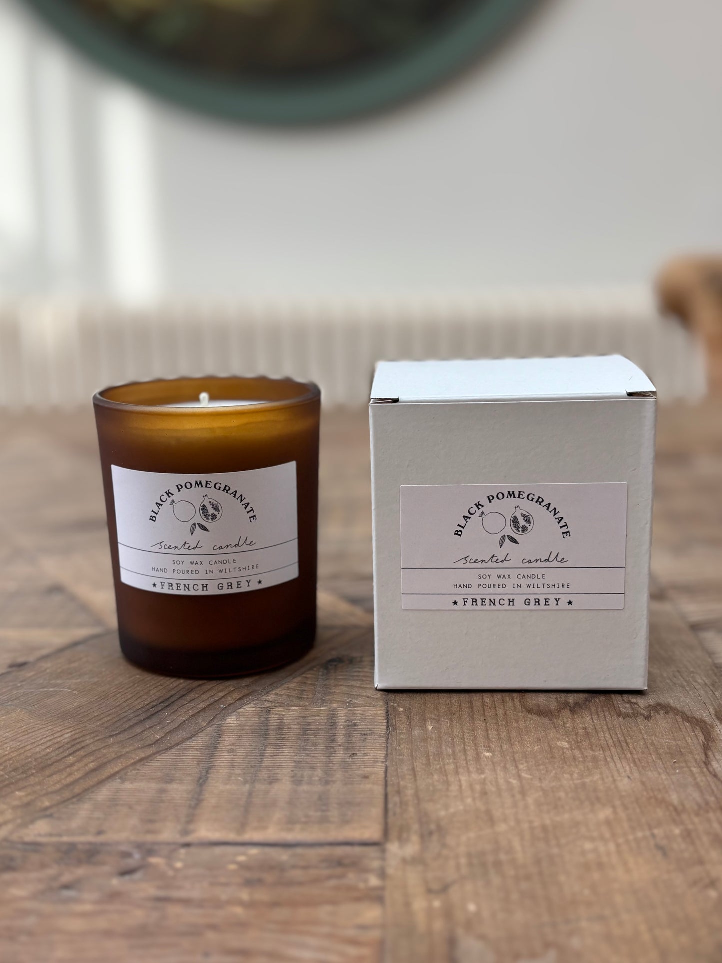 Black Pomegranate brown glass candle