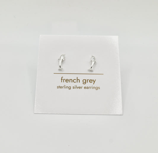 Sterling silver dolphin earrings - Silver