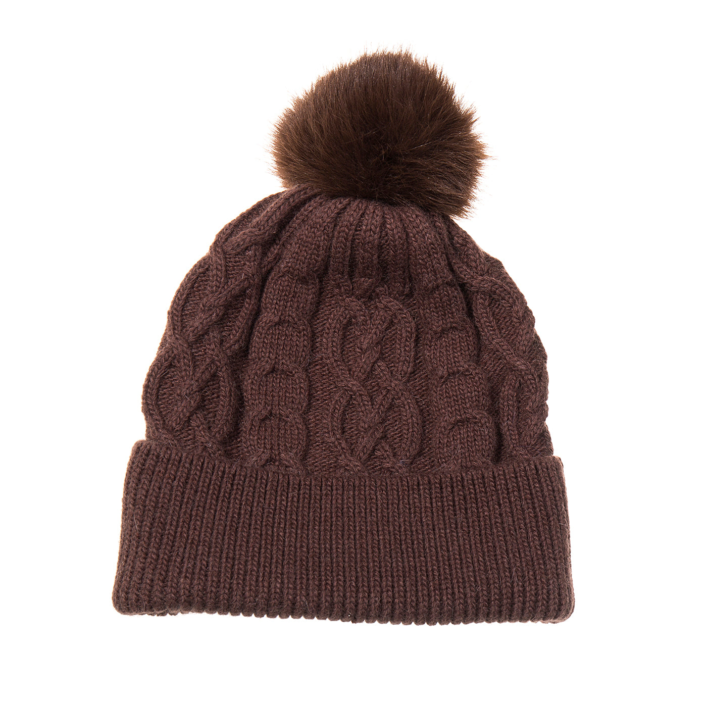 Knitted Bobble Hat - Chocolate