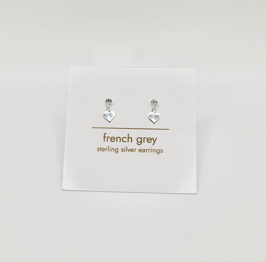 Sterling silver heart earrings - Silver