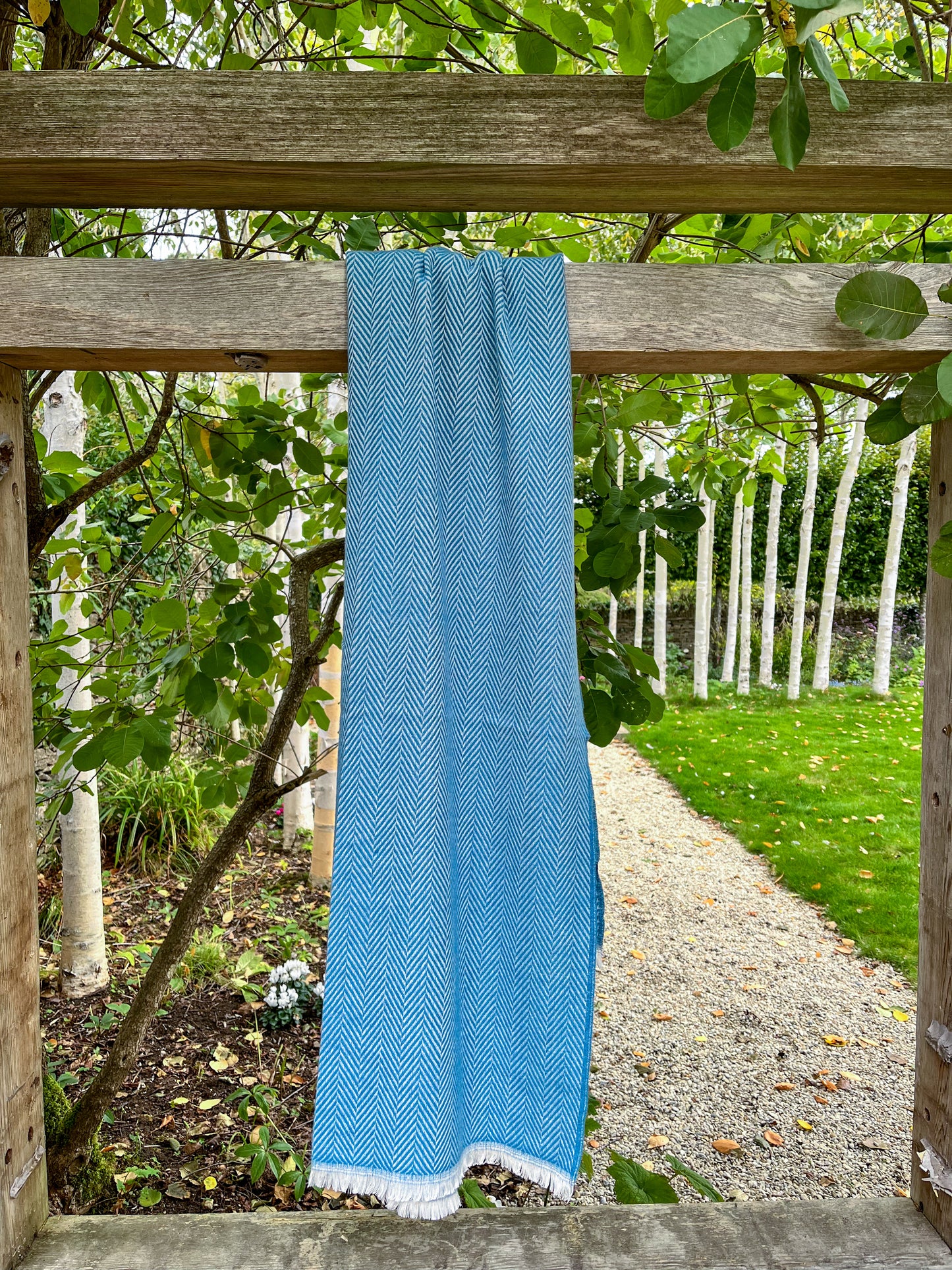 Luxe Herringbone Scarf - China Blue