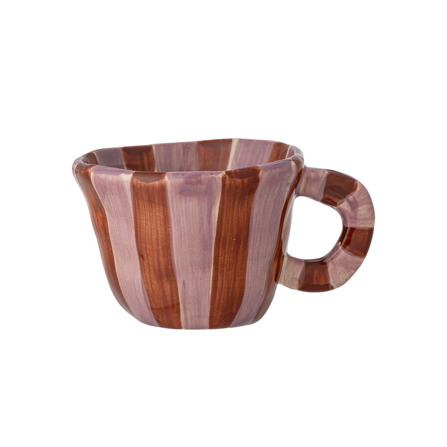 Nini Espresso Cup, Stoneware - Pink & Red Stripe
