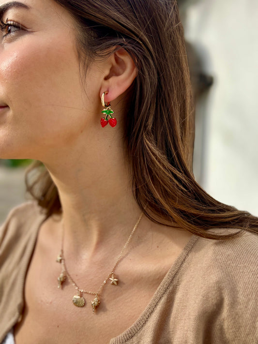 "Strawberry" hoop earrings - Gold