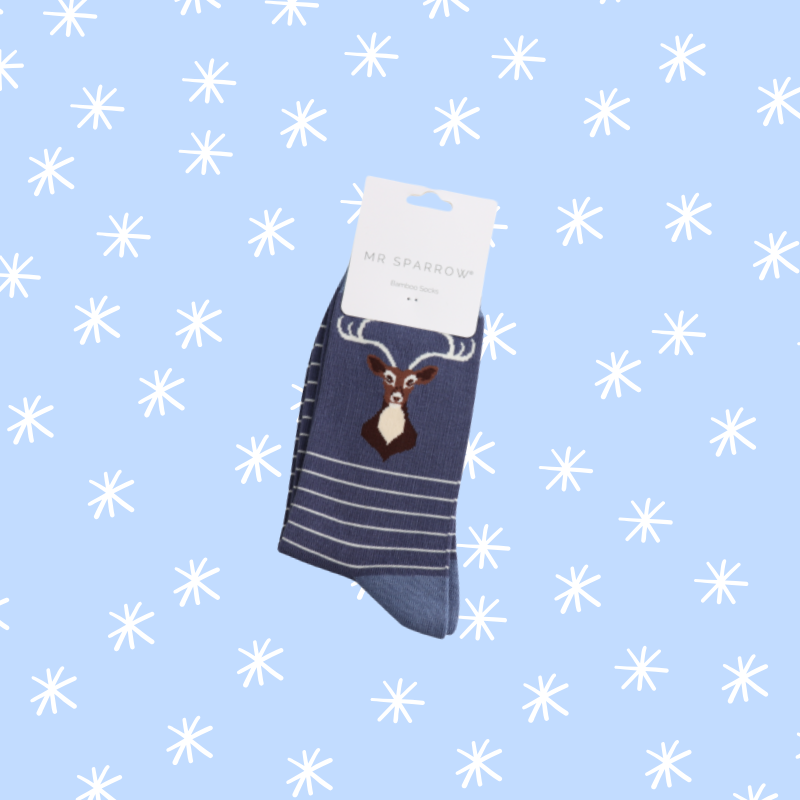 Stag Bamboo Socks - Dark Blue
