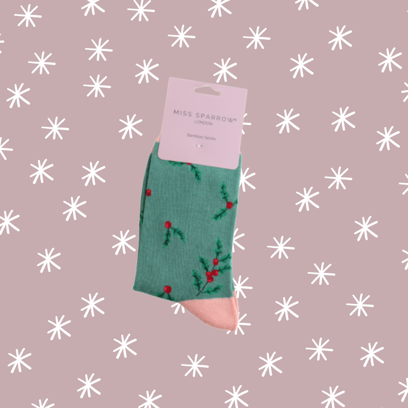 Holly Sprigs Bamboo Socks - Green