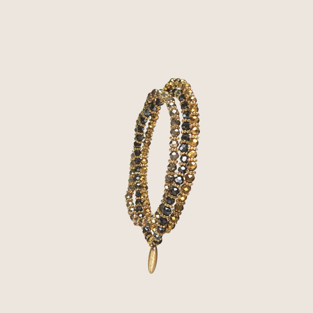 Crystal Trinity Bracelet - Gun Metal / Pewter / Old Gold