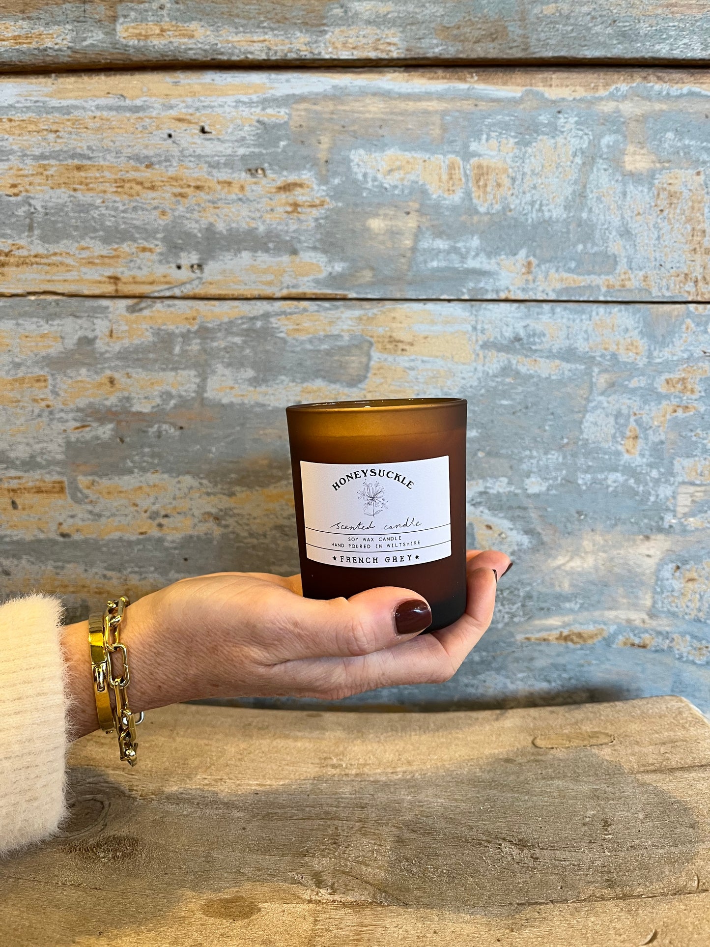 Honeysuckle Brown Glass Candle