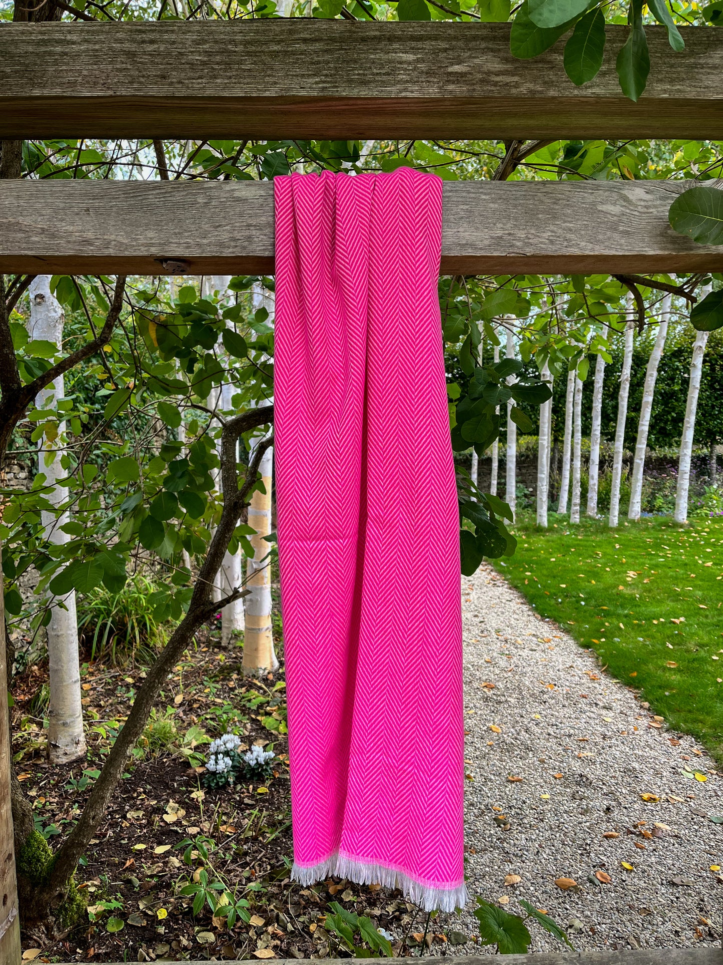 Luxe Herringbone Scarf - Hot Pink
