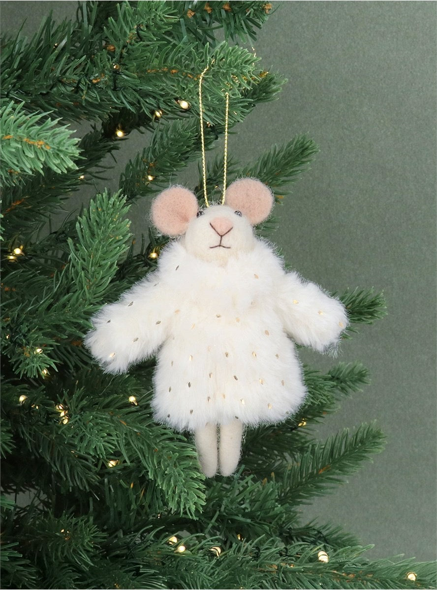 Mouse in a white coat - Christmas decoration