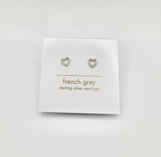 Sterling silver heart earrings - Silver