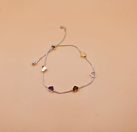 Gold and silver heart bracelet in silver