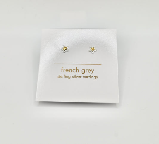Sterling silver star earrings - Silver and Gold