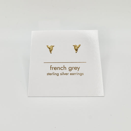 Sterling silver bird earrings - Gold