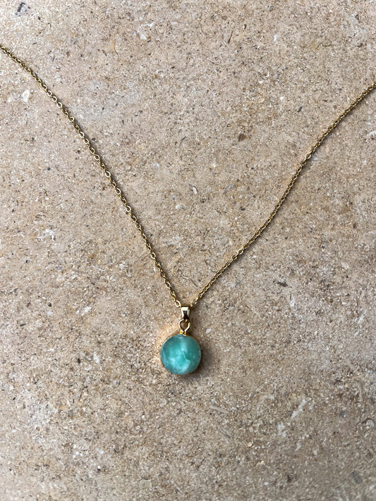 Blue stone gold pendant necklace