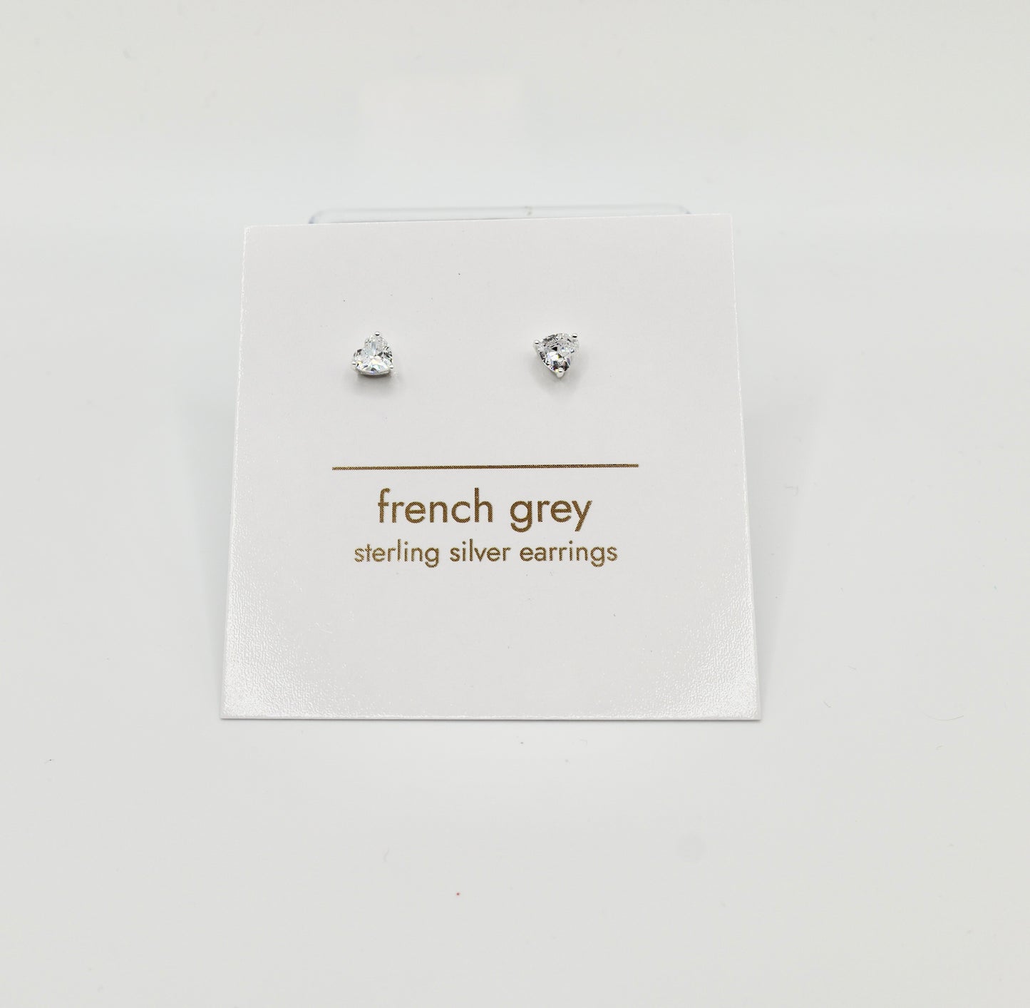 Sterling silver diamonte heart earrings - Silver