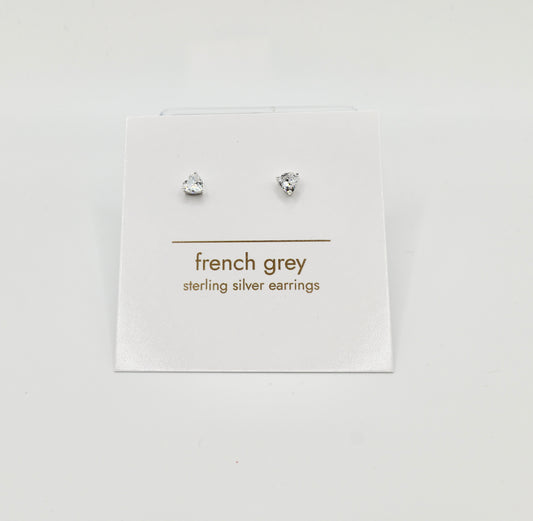 Sterling silver diamonte heart earrings - Silver