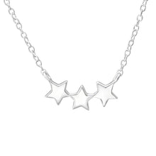  Sterling Silver Triple Star Necklace