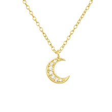  Gold Plated Sterling Silver Diamanté Moon Necklace
