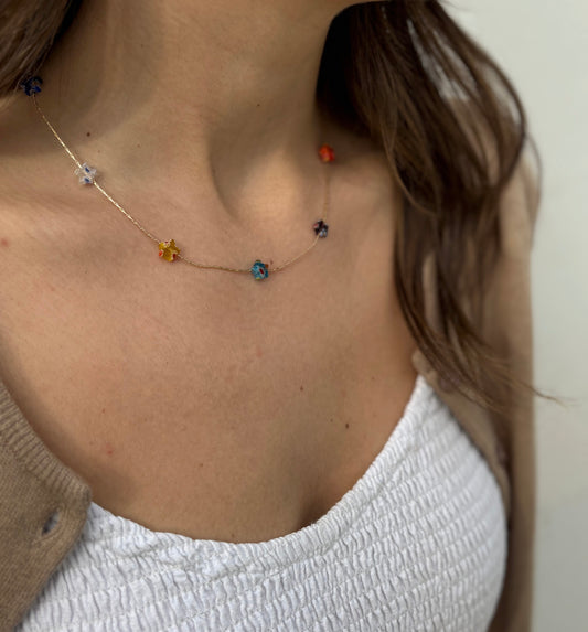 Resin star gold charm necklace