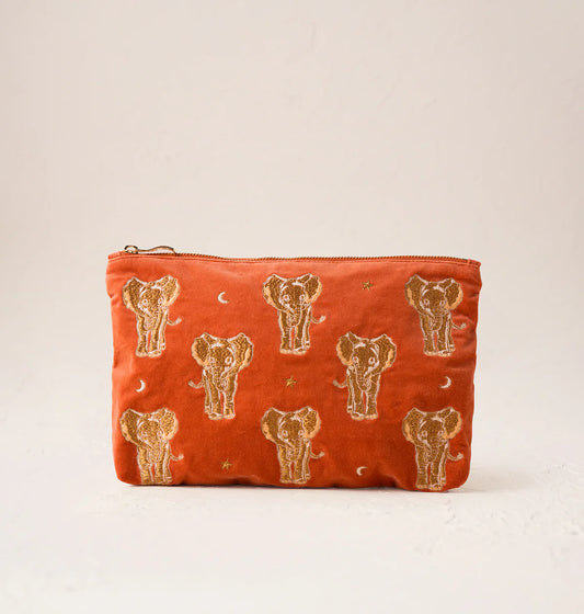 Golden Elephants Everyday Pouch - Rust