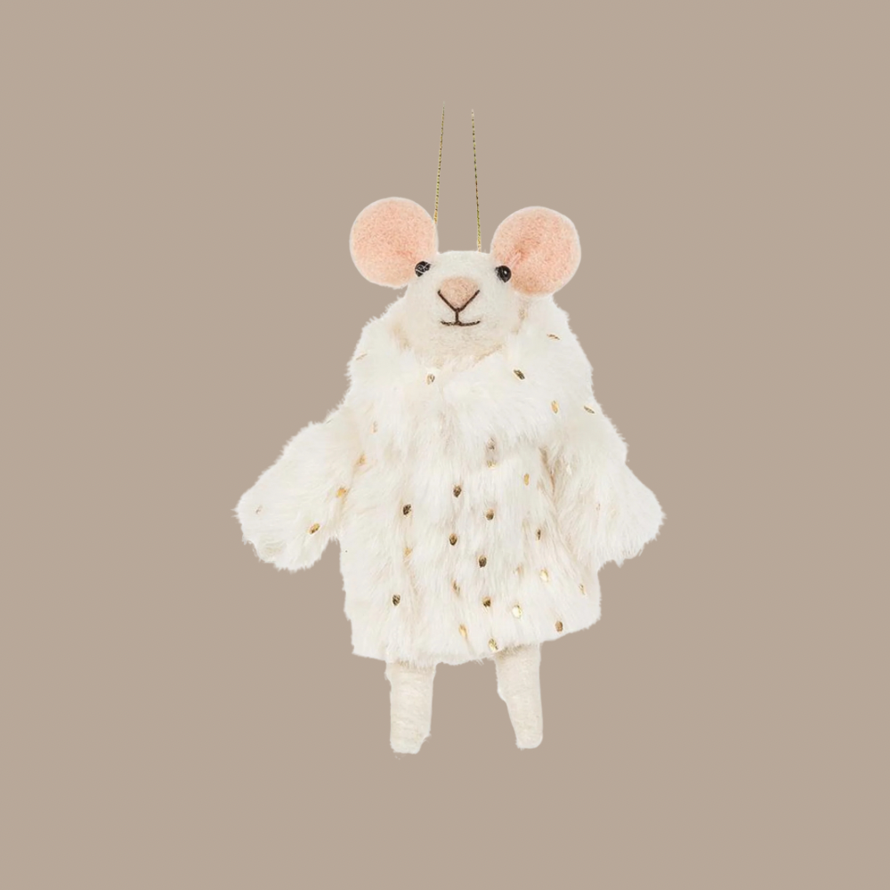 Mouse in a white coat - Christmas decoration