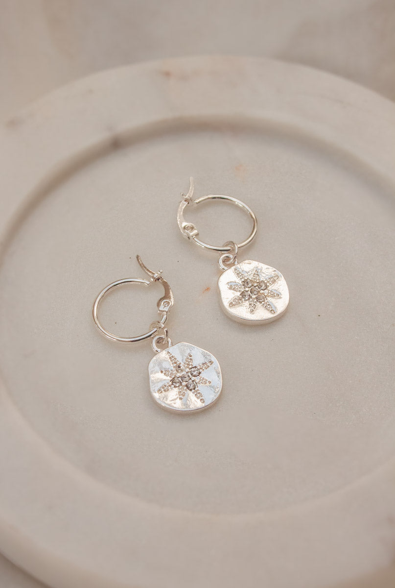Celena Encrusted Stars Earrings - Silver