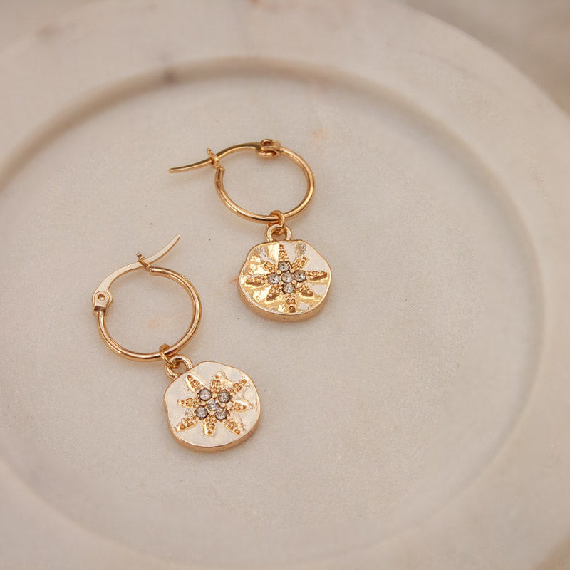 Celena Encrusted Stars Earrings - Gold