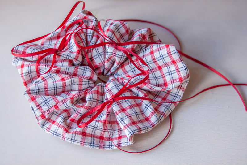 Oversized Red Plaid Ribbon Hair Scrunchie