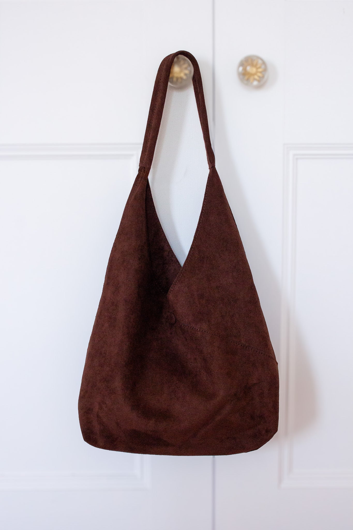 Faux Suede Hobo Bag - Espresso