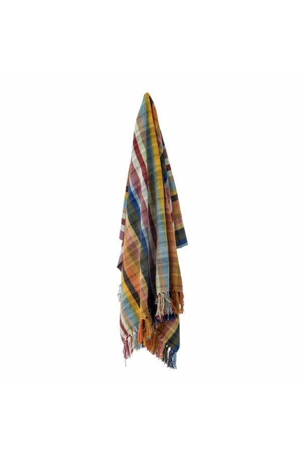 Rainbow Striped Cotton Throw & Colourful Picnic Blanket