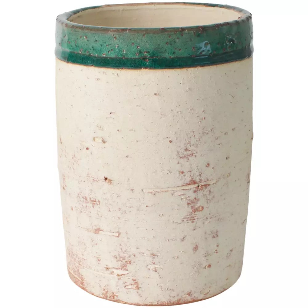 Terracotta Pot with Green Rim