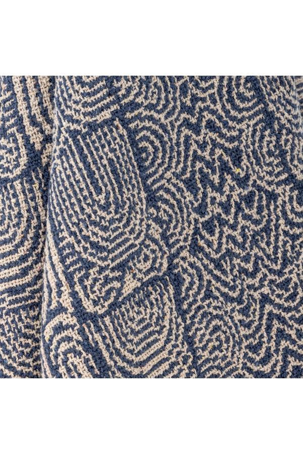 Blue Geometric Cotton Throw & Picnic Blanket