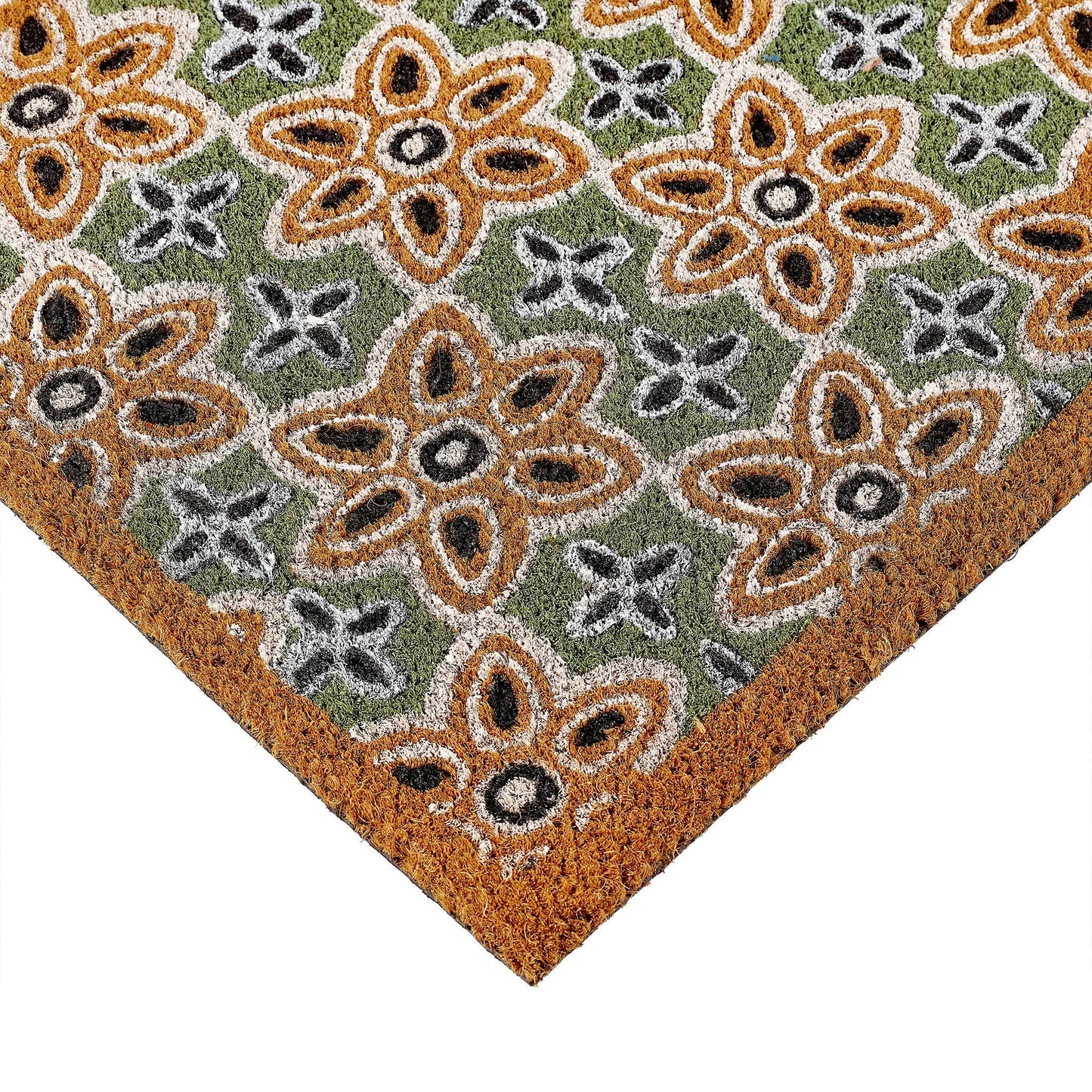 Sage Green Woodblock Coir Doormat – 45 x 75cm