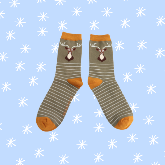 Stag Bamboo Socks - Olive