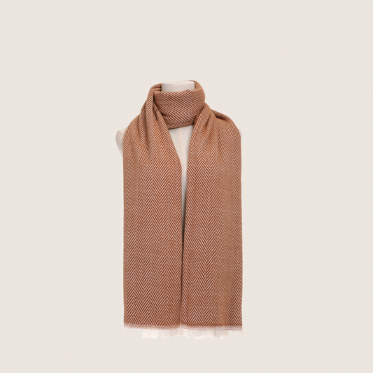 Luxe Herringbone Scarf - Mocha Mousse