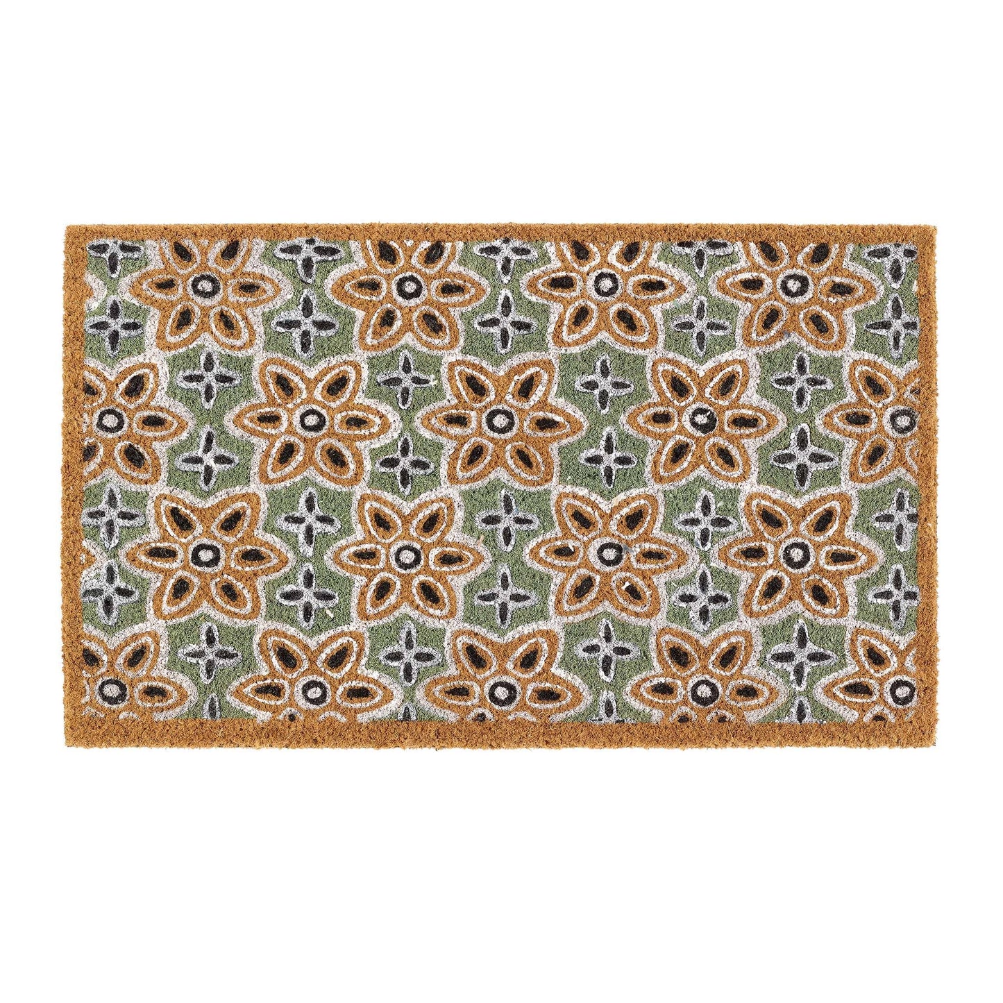 My Mat Printed Coir Sage Green Woodblock Print Doormat 45X75: 045x075