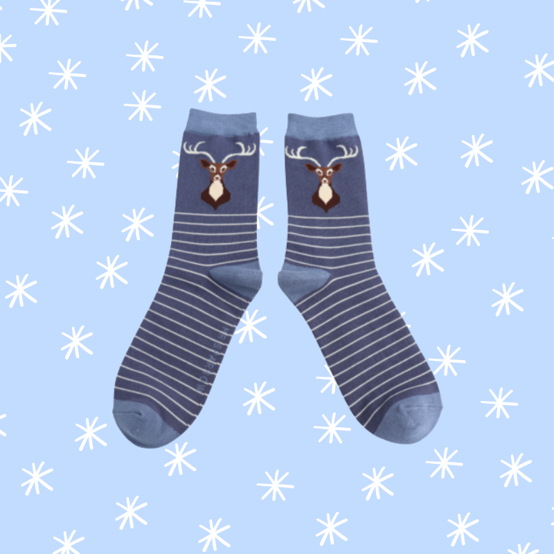 Stag Bamboo Socks - Dark Blue