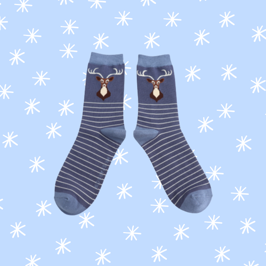 Stag Bamboo Socks - Dark Blue